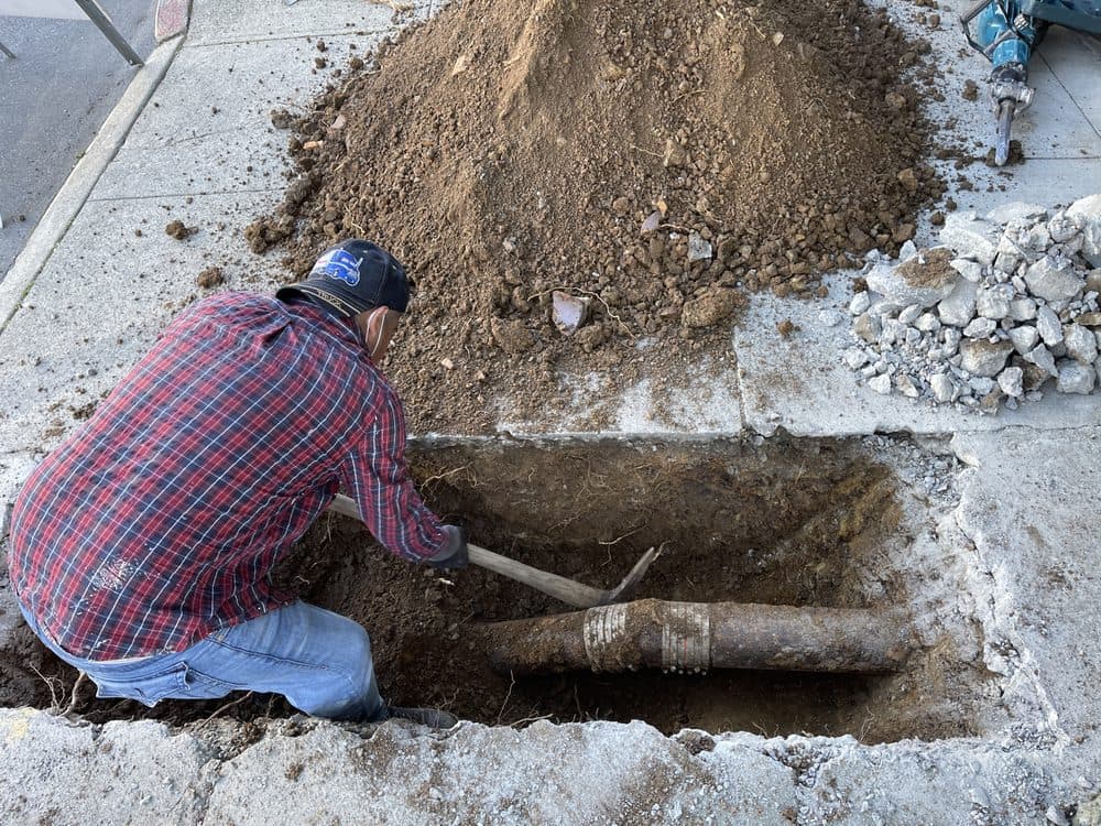 Professional plumber working
